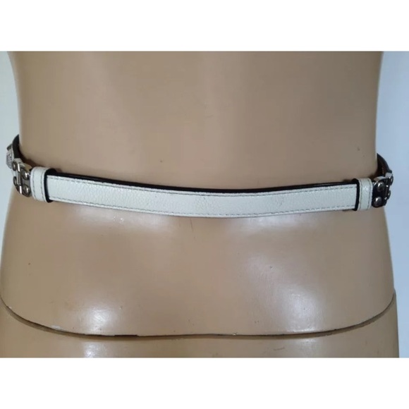 BCBG WAIST BELT SILVER WHITE STUDDED SKINNY - Picture 2 of 3